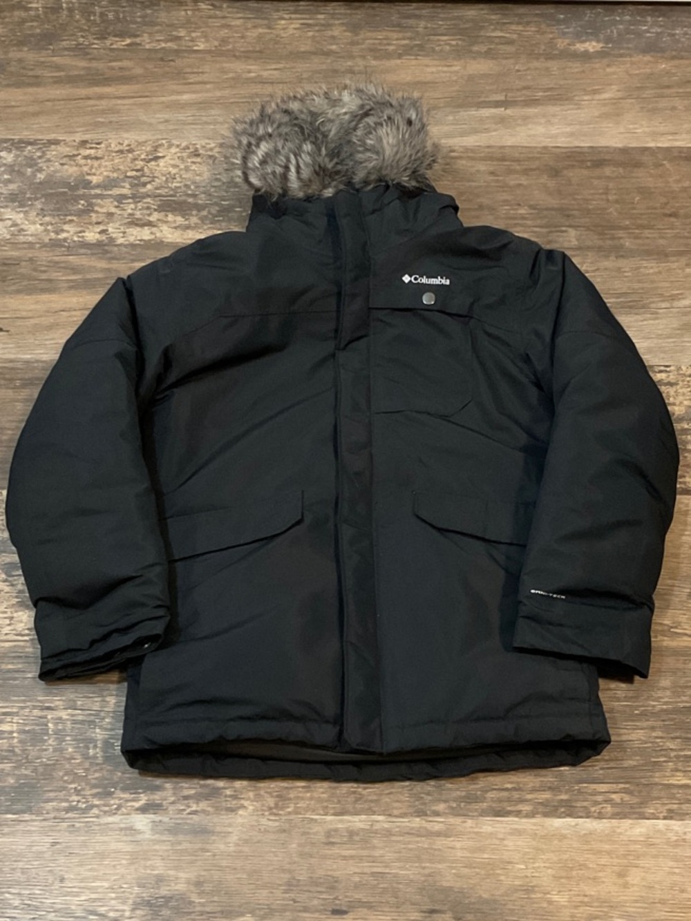 Columbia Black Youth Winter Coat with Faux Fur Hood